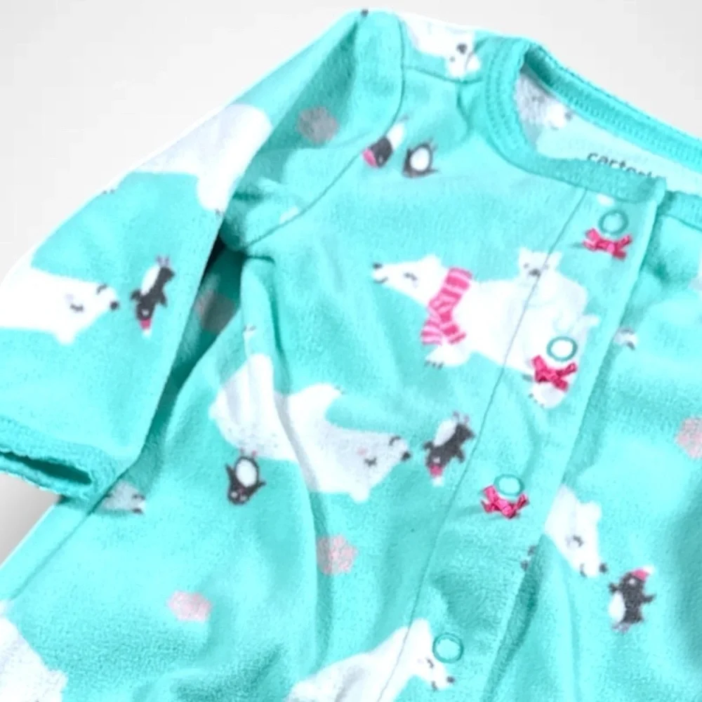 4/$20 Turquoise Fleece Polar Bear Sleeper - Picture 2 of 4